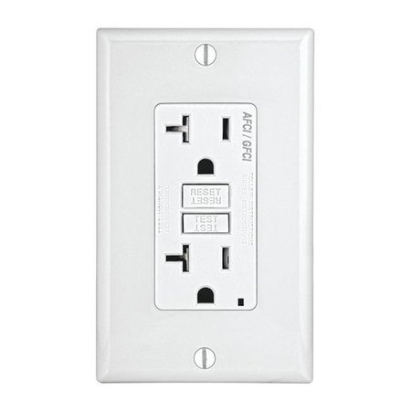 LEVITON Leviton 3809514 20A; 125V 5-20R Decora AFCI & GFCI Dual Function Outlet; White 3809514